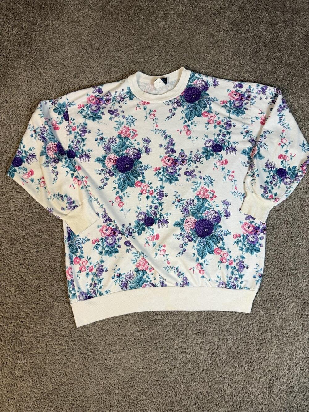 MacGregor Sweatshirt Womens 2X-Large White Floral Pullover Heavyweight Lined